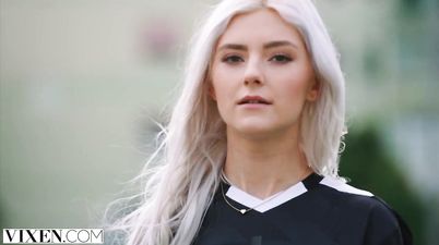 Blonde hottie Teases her Favourite soccer celeb - Busty coed fan fucks player after game