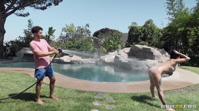 Bella Blu gets eaten out and screwed in the kitchen