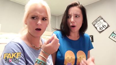 Extra HOSTEL - Reality Threesome with 18yo Teens brunette and blonde