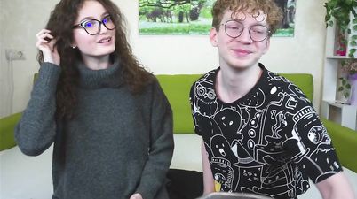Redhead Amateur couple fucking on webcam - Brunette Teen Camgirl slut in eyeglasses