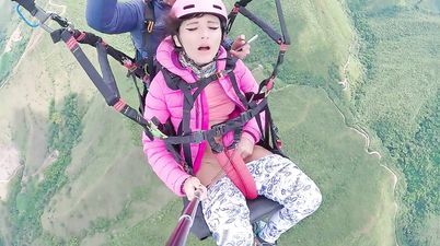 SQUIRTING While PARAGLIDING In 2200 M Above The Sea ( 7000 Feet ) - Footjob