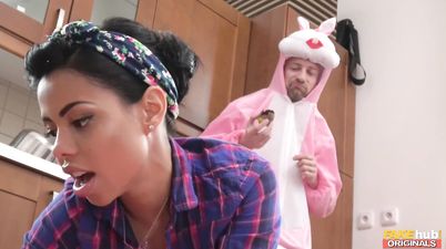 Sexy Latina Maid Girl: Volume 2 - Canela Skin Washes Floor and Gets Dicked