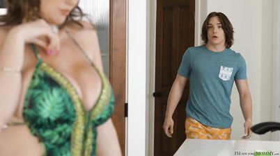 Stepmom with Monster tits Kat Marie seduces stepson in the kitchen - Kat marie