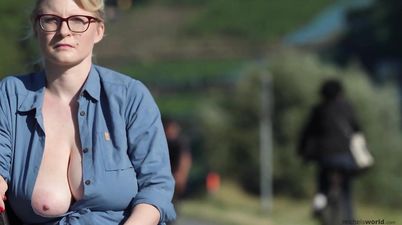 Blonde Michelsworld flashing big tits - Public