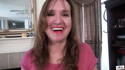 Older Woman in nylon pantyhose has Solo Fun Fingering - Terri Pazelli - Mature