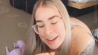 Busty Blonde Swallowing Cock - Cumshot
