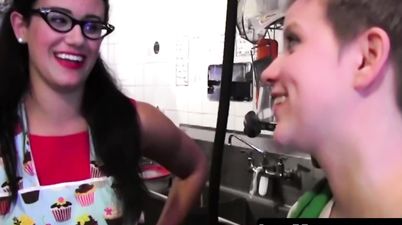 Lesbian MILF Penny Barber SEDUCES PETITE Waitress Alani Pi - Petite