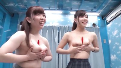 Young busty Japanese babes in foursome group sex with cumshots - fetish