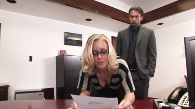 Office sex with busty blonde Secretary in eyeglasses Nicole Aniston - hardcore with cumshot