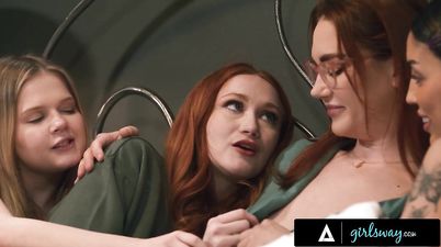 GIRLSWAY - Spooked Scarlet Skies & Pals Vanessa Sky, Coco Lovelock Hang With Stepmom Siri Dahl - Redhead
