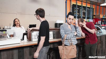 Moms Lick Teens: Karen Fucks The Coffee Shop Girl feat. Sandy Love and Lola Aiko