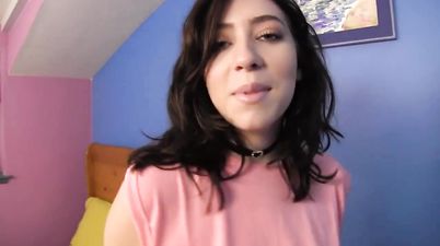Amateur girl next door with natural tits masturbating solo