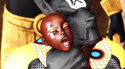 Anubis fucks hard a sexy ebony in an egyptian temple - Creampie