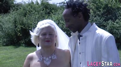 Granny takes big black cock - old and young interracial hardcore
