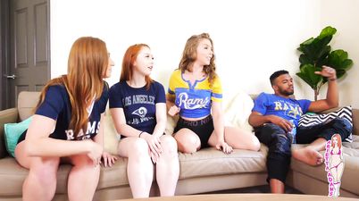 Lena Paul, Arietta Adams, Skylar Snow interracial foursome - redheads vs BBC