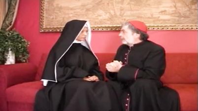 Tanned thicc PAWG leggy curvy big tits desperate blonde Nun enjoys fat old perv Priests thick cock in all holes to creampie - Anal