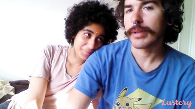 Bearded dude tastes hairy pussy of his hot girlfriend
