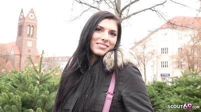 CUTE EURO TEEN KRISTALL FUCK TO REAL ORGASM AT PICKUP CASTING - POV sex for cash