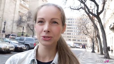 GERMAN SCOUT - CUTE TEEN KINUSKI TALK TO REAL LEG SHAKING ORGASM CASTING - Kinuski kakku
