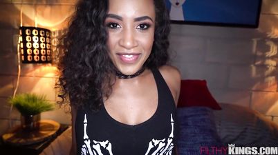 Ebony Teen Takes Big Dick Pounding Early in Porn Career - Rough sex