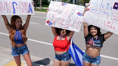 Curvy cuban babes sharing a lucky dick at once